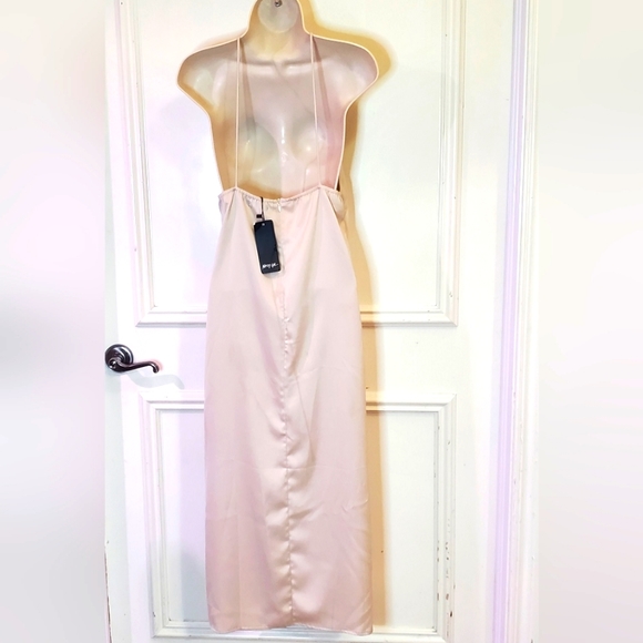 Nasty Gal At Ease Satin Halter Midi Slip Dress, Ivory Cream, Size US 2, NWT - Picture 6 of 15